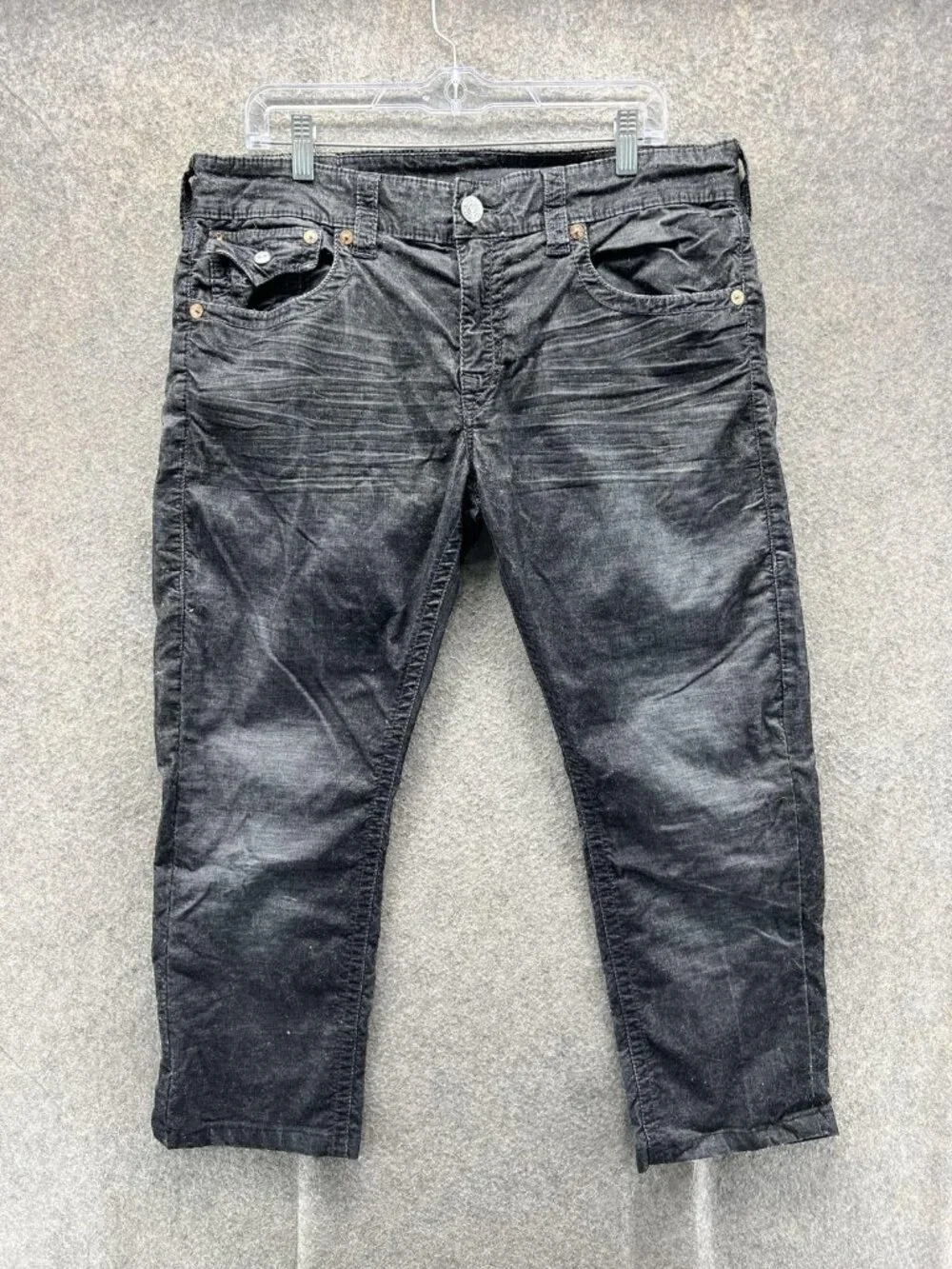 True Religion Ricky Jeans Men 34 Black Relaxed Straight Distressed Denim Vintage